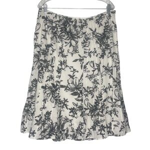 JM Collection Cotton Floral Skirt Size 12 Vine Black White Preppy Classic Summer